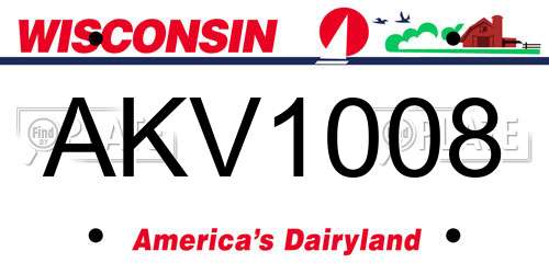 AKV1008 Wisconsin License Plate
