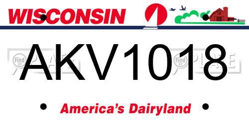 AKV1018 Wisconsin License Plate