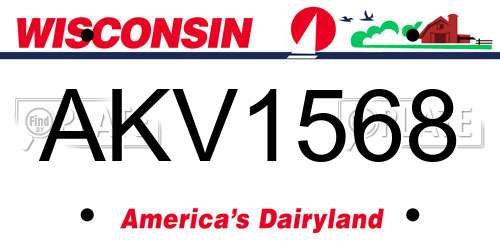 AKV1568 Wisconsin License Plate