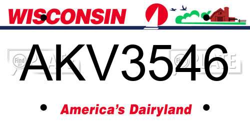AKV3546 Wisconsin License Plate