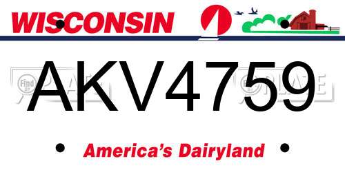 AKV4759 Wisconsin License Plate