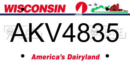 AKV4835 Wisconsin License Plate