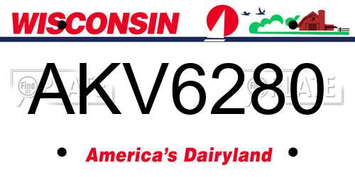AKV6280 Wisconsin License Plate