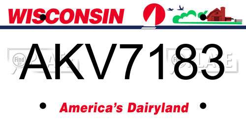 AKV7183 Wisconsin License Plate