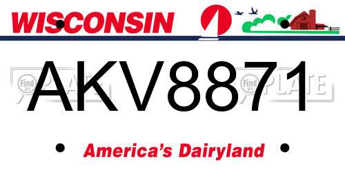 AKV8871 Wisconsin License Plate