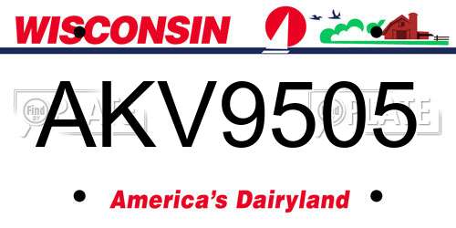 AKV9505 Wisconsin License Plate