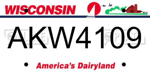 AKW4109 Wisconsin License Plate