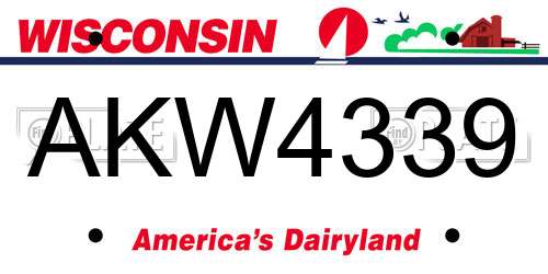 AKW4339 Wisconsin License Plate
