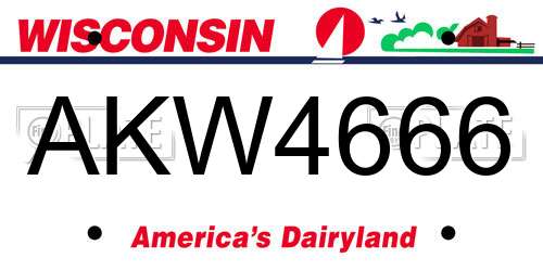 AKW4666 Wisconsin License Plate