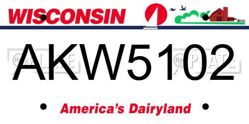 AKW5102 Wisconsin License Plate