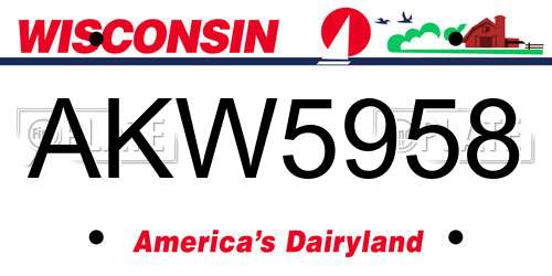 AKW5958 Wisconsin License Plate