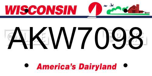 AKW7098 Wisconsin License Plate