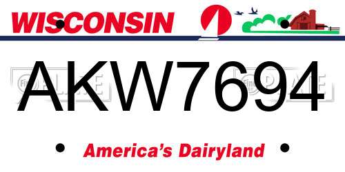 AKW7694 Wisconsin License Plate