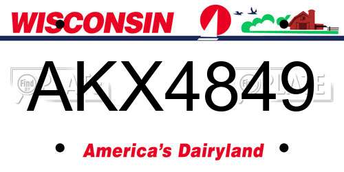 AKX4849 Wisconsin License Plate