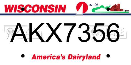 AKX7356 Wisconsin License Plate