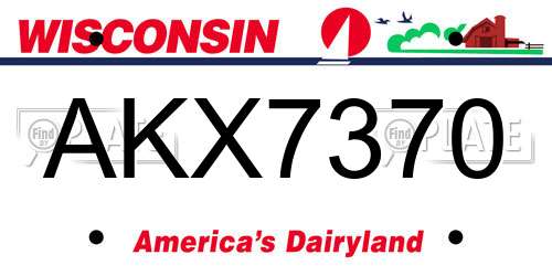 AKX7370 Wisconsin License Plate