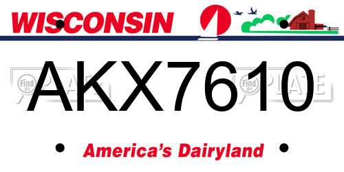 AKX7610 Wisconsin License Plate