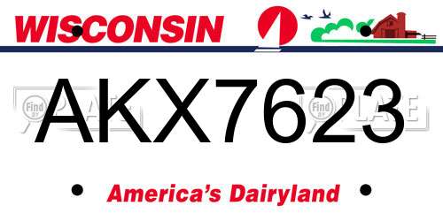 AKX7623 Wisconsin License Plate