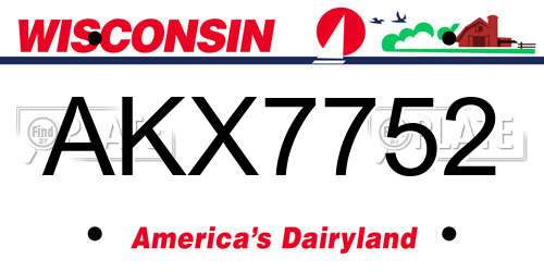 AKX7752 Wisconsin License Plate