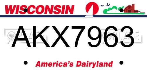 AKX7963 Wisconsin License Plate