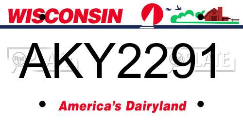 AKY2291 Wisconsin License Plate