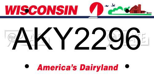 AKY2296 Wisconsin License Plate