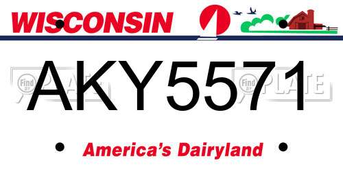 AKY5571 Wisconsin License Plate