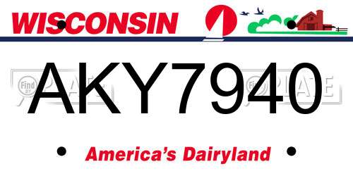 AKY7940 Wisconsin License Plate