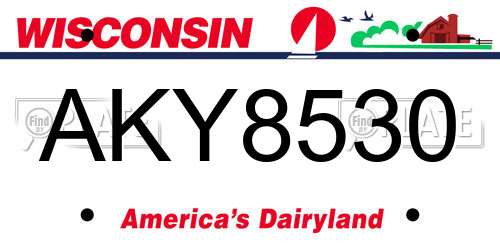 AKY8530 Wisconsin License Plate