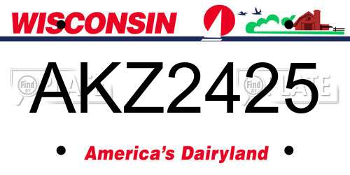 AKZ2425 Wisconsin License Plate