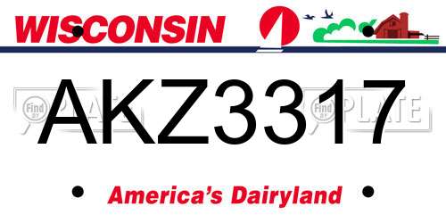 AKZ3317 Wisconsin License Plate