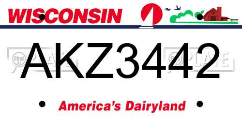 AKZ3442 Wisconsin License Plate