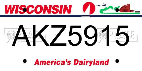 AKZ5915 Wisconsin License Plate