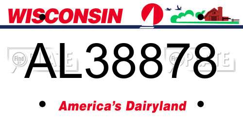 AL38878 Wisconsin License Plate