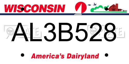 AL3B528 Wisconsin License Plate
