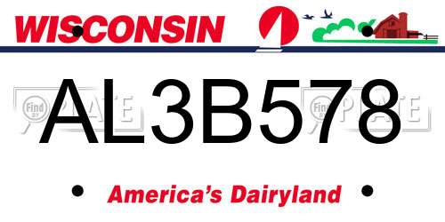 AL3B578 Wisconsin License Plate