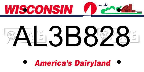 AL3B828 Wisconsin License Plate
