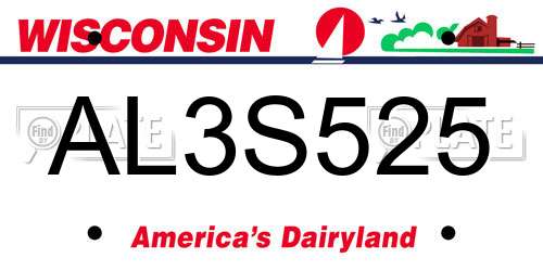 AL3S525 Wisconsin License Plate