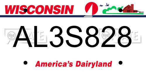 AL3S828 Wisconsin License Plate