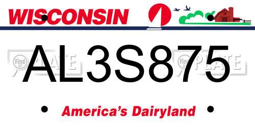 AL3S875 Wisconsin License Plate
