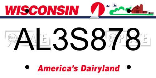 AL3S878 Wisconsin License Plate