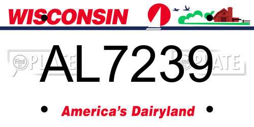 AL7239 Wisconsin License Plate