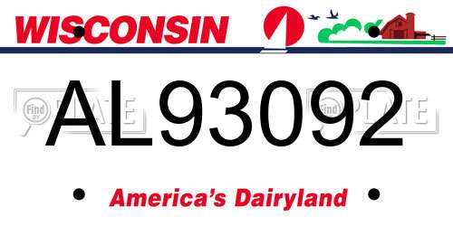 AL93092 Wisconsin License Plate