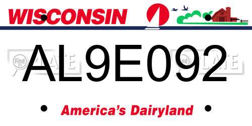 AL9E092 Wisconsin License Plate