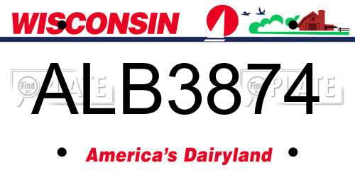 ALB3874 Wisconsin License Plate