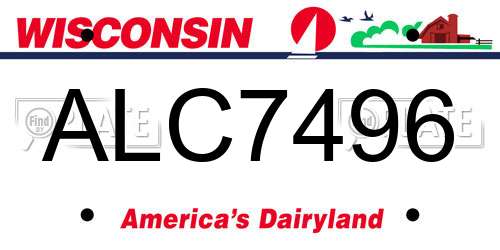 ALC7496 Wisconsin License Plate