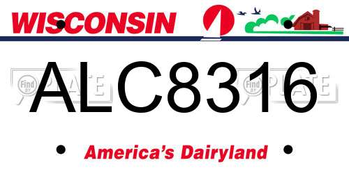 ALC8316 Wisconsin License Plate