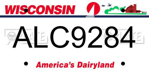 ALC9284 Wisconsin License Plate