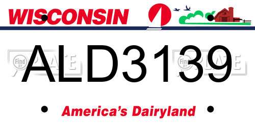 ALD3139 Wisconsin License Plate