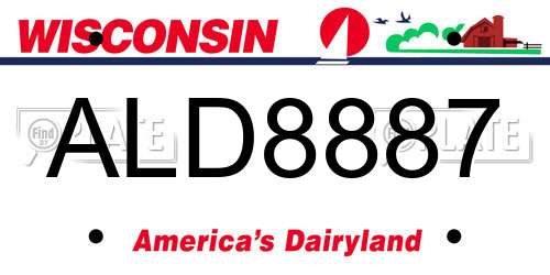 ALD8887 Wisconsin License Plate